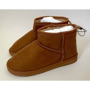 MIA Faux Fur Bootie Lightweight Winter Warm Boot Brown Size 6.5 NEW